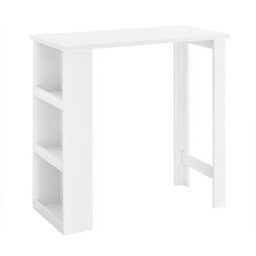 Sobuy Fwt17-Ii-W Kitchen Breakfast Bar Table Modern Dining Table With 3-Tier Storage Shelves Tall Table,white,w112Xd57Xh106