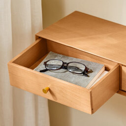 Sobuy Fhk37-N, Floating Shelf With 2 Drawers Wall Shelf Solid Beech Wood, W60 X D20 X H10Cm, Natural - thumbnail 8