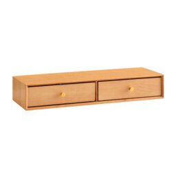 Sobuy Fhk37-N, Floating Shelf With 2 Drawers Wall Shelf Solid Beech Wood, W60 X D20 X H10Cm, Natural - thumbnail 1