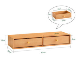 Sobuy Fhk37-N, Floating Shelf With 2 Drawers Wall Shelf Solid Beech Wood, W60 X D20 X H10Cm, Natural - thumbnail 3