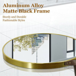 Artloge 60Cm Gold Round Wall Mirror With Strap Aluminum Frame Hanging Mirror Farmhouse Space - thumbnail 4