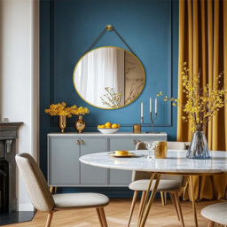 Artloge 60Cm Gold Round Wall Mirror With Strap Aluminum Frame Hanging Mirror Farmhouse Space - thumbnail 7