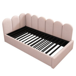Btm Upholstered Daybed With Pull Out Bed 3Ft Single Sofa Bed 90X190Cm Velvet Pink Guest Bed No Mattress - thumbnail 6