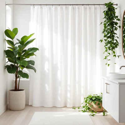 White Polyester Shower Curtain - 250X180Cm - image 1