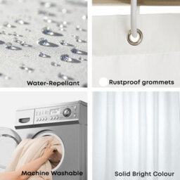 White Polyester Shower Curtain - 250X180Cm - thumbnail 2