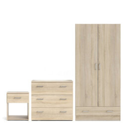 Wyld Haus Berlin Natural 3-Piece Bedroom Furniture Set With Bedside, Chest And Wardrobe - thumbnail 2