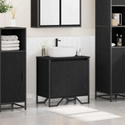 Berkfield Modern Bathroom Sink Cabinet Black Oak 60X35X60 Cm Engineered Wood - thumbnail 4