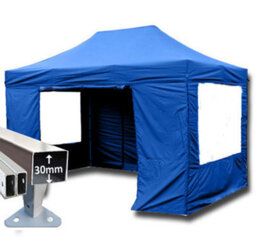 Crocodile Trading 3M X 4.5M Trader-Max 30 Commercial Instant Shelter Pop Up Gazebos Frame, Canopy & Sides - Royal Blue