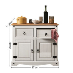 Mercers Furniture Corona White 2 Door Welsh Dresser Buffet Hutch Sideboard Cabinet Solid Wood Mexican Pine Wooden - thumbnail 5