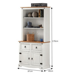 Mercers Furniture Corona White 2 Door Welsh Dresser Buffet Hutch Sideboard Cabinet Solid Wood Mexican Pine Wooden - thumbnail 2