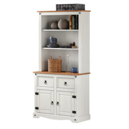 Mercers Furniture Corona White 2 Door Welsh Dresser Buffet Hutch Sideboard Cabinet Solid Wood Mexican Pine Wooden - thumbnail 3