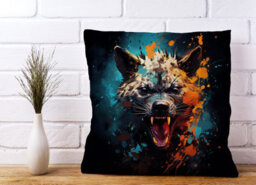 Warren Reed Designer Splashart Angry Hyena Face Cushions 45Cm X 45Cm - thumbnail 2