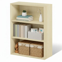 Walplus Pasir 3-Tier Open Shelf Bookcase, Columbia Walnut Woodgrain Finish - thumbnail 3