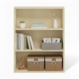 Walplus Pasir 3-Tier Open Shelf Bookcase, Columbia Walnut Woodgrain Finish - thumbnail 4