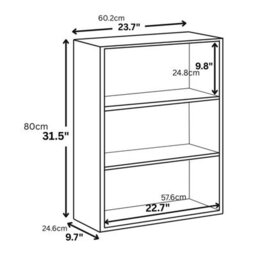 Walplus Pasir 3-Tier Open Shelf Bookcase, Columbia Walnut Woodgrain Finish - thumbnail 7