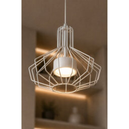 Luminosa Lighting Luminosa Axia Wire Frame Pendant Ceiling Light White 1X Gx53 - thumbnail 3