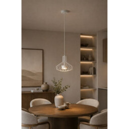 Luminosa Lighting Luminosa Axia Wire Frame Pendant Ceiling Light White 1X Gx53 - thumbnail 2