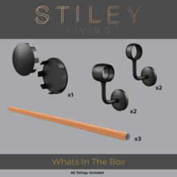 Stiley Living Red Oak/matt Black Stair Handrail Kit 3.6M, Wall Mounted Banister Rail, 10Yr Guarantee - thumbnail 2