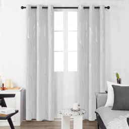 Deconovo Wave Line Foil Printed Thermal Blackout Curtains Eyelet Curtains For Nursery 66 X 54 Inch Greyish Wihte Two Panels - thumbnail 1