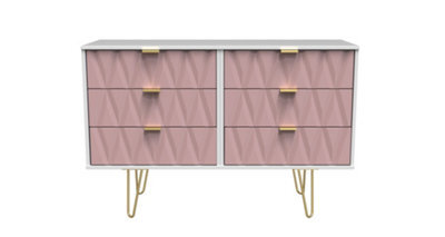 Dallas 6 Drawer Chest In Kobe Pink & White (Ready Assembled) - image 1