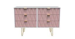 Dallas 6 Drawer Chest In Kobe Pink & White (Ready Assembled)