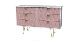 Dallas 6 Drawer Chest In Kobe Pink & White (Ready Assembled) - thumbnail 3