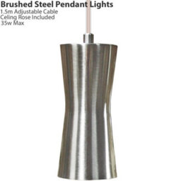 Stylish Brushed Steel Hanging Pendant Light For Kitchen And Dining Room - thumbnail 3