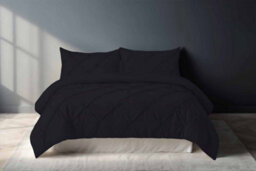 Pintuck Pinch Pleated Polycotton Duvet Cover And Pillowcase/s Set Bed Linen Black - thumbnail 1
