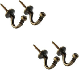 SISI UK Antique Brass Tie Backs Ball End Curtain Drape Tassel Screw In Hooks U Shaped Curtain Tie Hooks For Curtains Clothes Coat Hangerx4 - thumbnail 1
