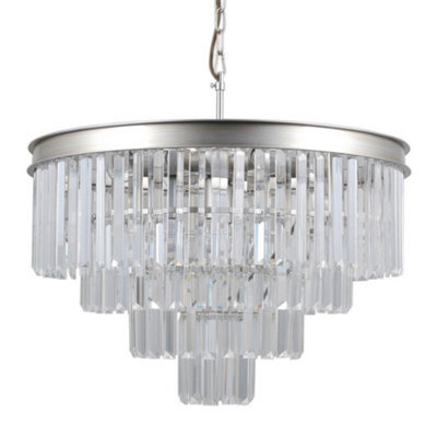 Luminosa Lighting Luminosa Hanging Pendant Silver 8 Light  With Crystal Glass Shade, E14 - image 1