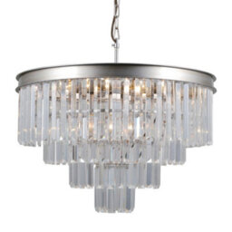 Luminosa Lighting Luminosa Hanging Pendant Silver 8 Light  With Crystal Glass Shade, E14 - thumbnail 2