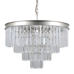 Luminosa Lighting Luminosa Hanging Pendant Silver 8 Light With Crystal Glass Shade, E14