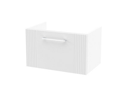 Hudson Reed Deco 600mm Wall Hung Single Drawer Unit-Satin White - image 1