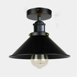 Vintage Led Semi Flush Mount Ceiling Light With Metal Cone Shade For Hall Living Room Or Lounge - thumbnail 2