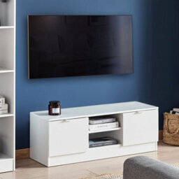 Wyld And Coco Nordic White Tv Stand 102 Cm With 2 Drawers And Open Shelves - thumbnail 2