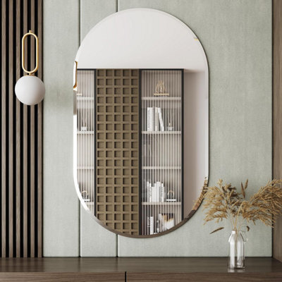 Artloge 500X1000mm Oval Frameless Wall Mirror Bathroom Mirror Beveled Edge - image 1