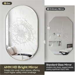 Artloge 500X1000mm Oval Frameless Wall Mirror Bathroom Mirror Beveled Edge - thumbnail 5