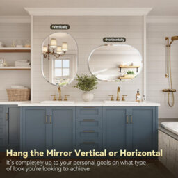 Artloge 500X1000mm Oval Frameless Wall Mirror Bathroom Mirror Beveled Edge - thumbnail 4