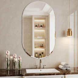 Artloge 500X1000mm Oval Frameless Wall Mirror Bathroom Mirror Beveled Edge - thumbnail 7