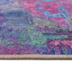 Loomed Pink & Teal Multi Colour Abstract Maximalist Machine Washable Rug 120Cm X 170Cm - thumbnail 7