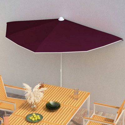 Berkfield Garden Half Parasol With Pole 180X90 Cm Bordeaux Red - image 1