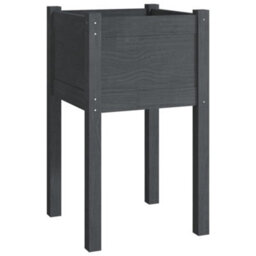 Berkfield Garden Planters 2 Pcs Grey 40X40X70 Cm Solid Pinewood - thumbnail 4