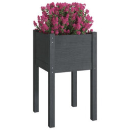 Berkfield Garden Planters 2 Pcs Grey 40X40X70 Cm Solid Pinewood - thumbnail 3