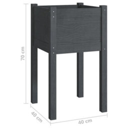 Berkfield Garden Planters 2 Pcs Grey 40X40X70 Cm Solid Pinewood - thumbnail 8