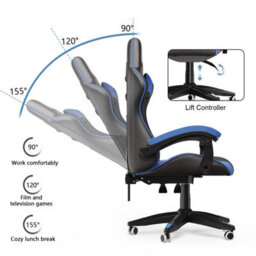 Onemill Gaming Chair Racing Style Ergonomic High Back Computer Chair With Height Adjustment, Headrest And Lumbar Support(Black&blue) - thumbnail 3