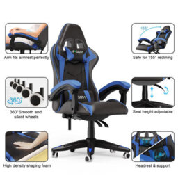 Onemill Gaming Chair Racing Style Ergonomic High Back Computer Chair With Height Adjustment, Headrest And Lumbar Support(Black&blue) - thumbnail 2