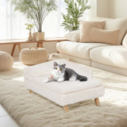 Soft Plush Cat Dog Sofa Bed Elevated Lazy Couch With Cosy Cushion Mat And Pillow Small - 70 X 40 X 39Cm - thumbnail 1