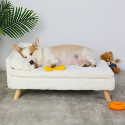 Soft Plush Cat Dog Sofa Bed Elevated Lazy Couch With Cosy Cushion Mat And Pillow Small - 70 X 40 X 39Cm - thumbnail 4