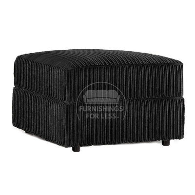 Furnishings For Less UK Luxor  Delta Ferguson Black Fabric Soft Jumbo Cord Footstool - image 1