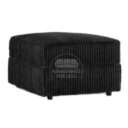 Furnishings For Less UK Luxor  Delta Ferguson Black Fabric Soft Jumbo Cord Footstool - thumbnail 1